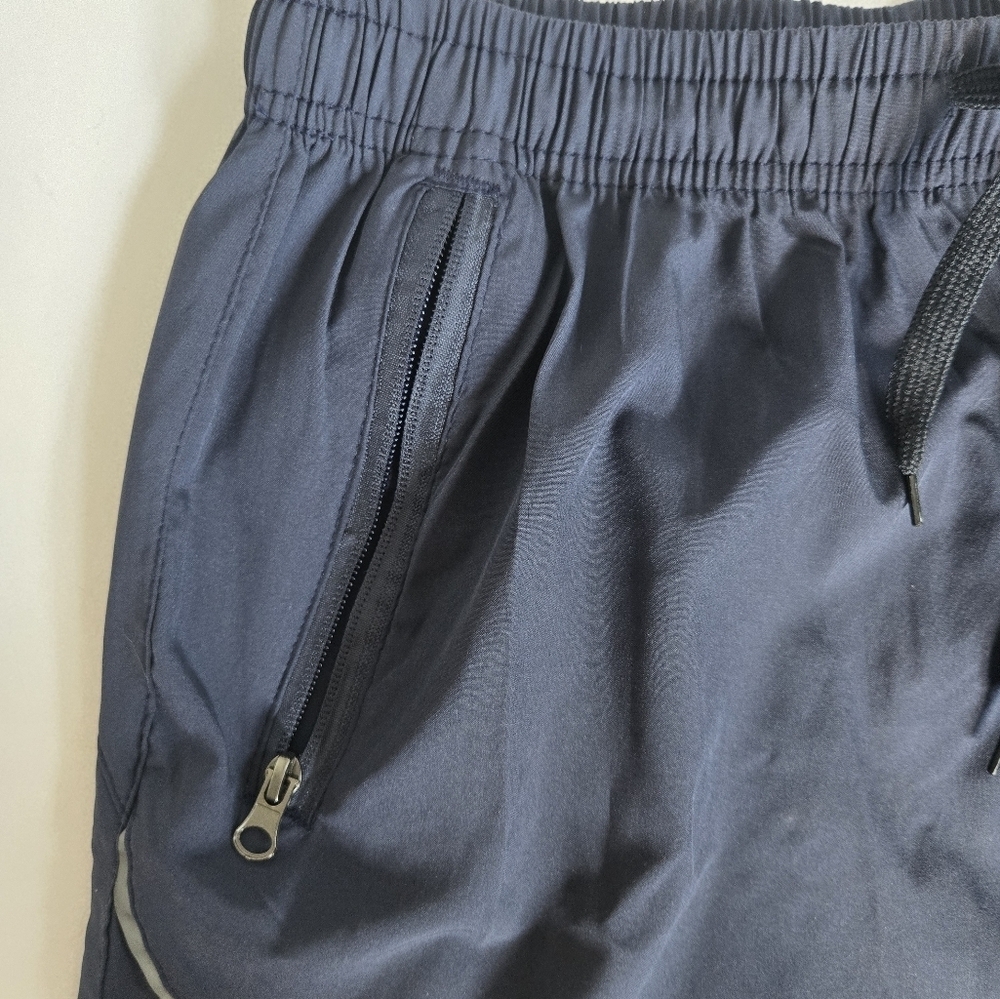 Icarus navy blue lightweight drawstring athletic shorts zip pockets sz L - Picture 3 of 8